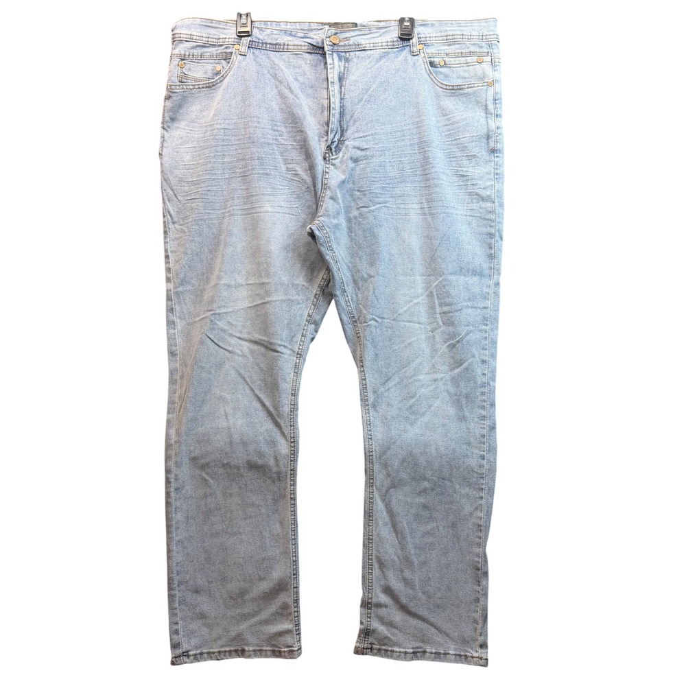 Steves Jeans Straight Leg Mens 46x30 Light Wash Blue Stretch Denim Jean Straight